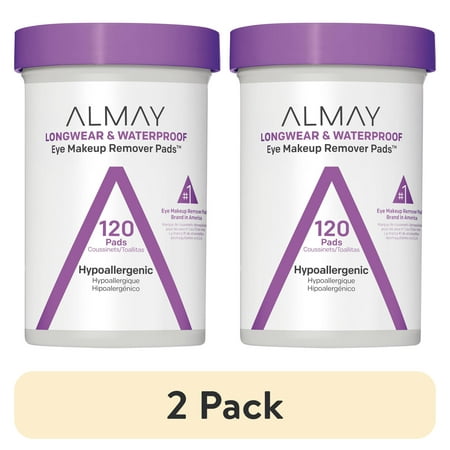 (2 pack) Almay Longwear and Waterproof Eye Makeup Remover Pads, 120 count