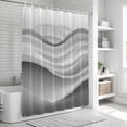 thumbnail image 6 of Gray Striped Shower Curtain, Waterproof Shower Curtains for Bathroom, Modern Abstract Art Wave Moire Gradient Washable Fabric Bathtub Curtain Set Bath Decor with 12 Hooks Extra Long 72"x96", 6 of 8