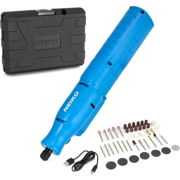 NEIKO 10581A Cordless Rotary Tool Kit, 46 Piece 3.6V Electric Engraving Pen, 1/8" Collet Rechargeable Mini Grinder, Handheld Mini Sander, 44pc Power Rotary Tools Accessory kit, Quick Change