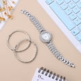thumbnail image 3 of Juego de pulsera y reloj de diamantes de imitación de 2 piezas Reloj de cuarzo brillante para dama, 3 of 7