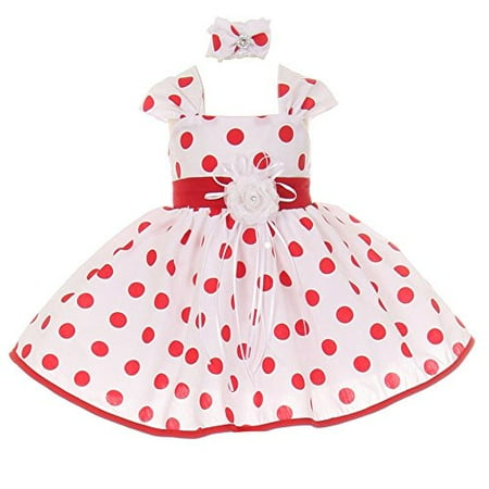 Stylesilove Stylesilove Baby Girls Red White Polka Dot Flower