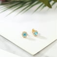 thumbnail image 4 of Gem Stone King 1.52 Ct Round Swiss Blue Topaz 18K Yellow Gold Plated Silver Earrings, 4 of 4