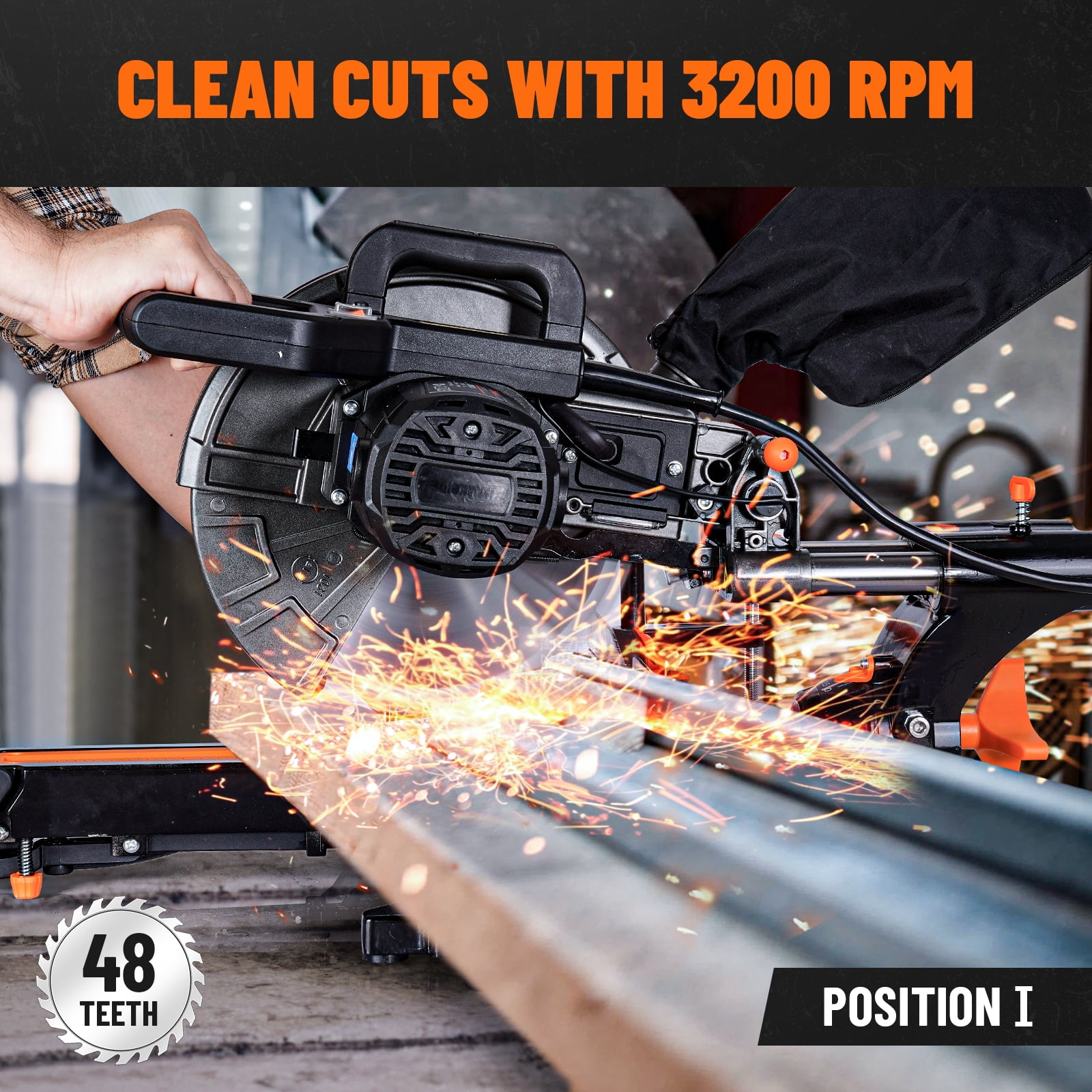 DOVAMAN Miter Saw 10 inch Sliding Miter Saw Double Speed 3200