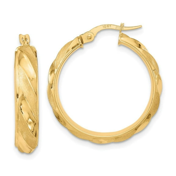 Auriga Fine Jewelry 10K Yellow Gold Textured Twisted Hoop Earrings for Women (L-27.25mm ; W-24.65mm)