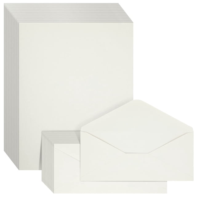 Juego de papel y sobres de papelería, 100 unidades, color marfil