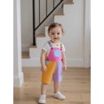 thumbnail image 4 of BemeyourBBs Toddler Baby Boy Girl Patchwork Overalls Shorts Kids Contrast Color Sleeveless Romper Jumpsuit with Adjustble Shoulder Strap 90s Clothes, 4 of 9