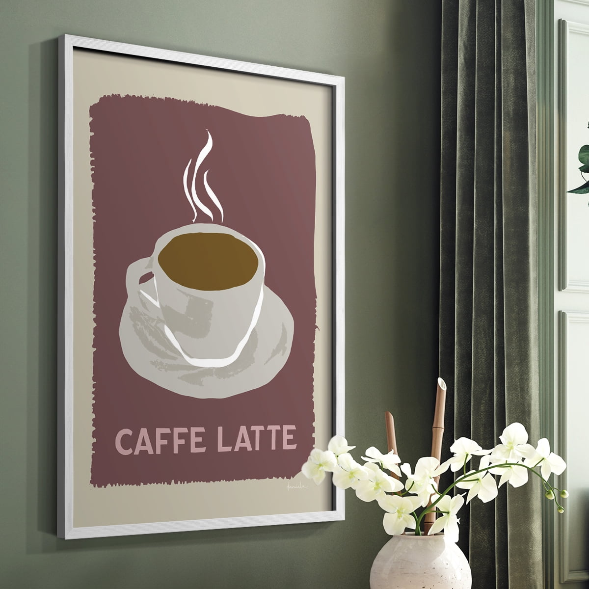 Modern Coffee III in White Solid Wood 8 x 10 Framed Print