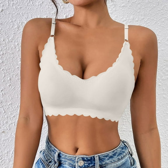 REORIAFEE Bras for Women No Underwire Pull on Adjustable Straps Push up Bralette Comfortable Ice Silk Padded Bras S-2XL