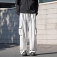 thumbnail image 2 of Cargo Pants for Men, Solid Color Pocket Elastic Waist Casual Fashion Trousers for Spring Summer, 2 of 5