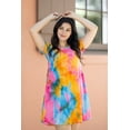 thumbnail image 3 of Women Casual Tie Dye Crewneck Short Sleeve Pockets Swing T-Shirt Dress, 3 of 3