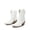 WHITE-EMBROIDERY, variant on Women's Western Ankle Booties - Pointed Toe Cowgirl Boots with Low Heel Comfortable Pull-On Design for Casual Wear