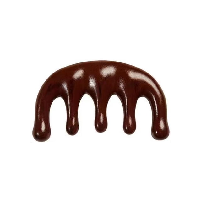 Brown Wooden Five-Tooth Dolphin Massage Comb For Hair Care And Scalp Relaxation