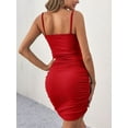 thumbnail image 6 of Summer Spaghetti Strap Women's Sexy Ruched Bodycon Mini Dress Sleeveless Square Neck Party Club Night Out Dress, 6 of 6