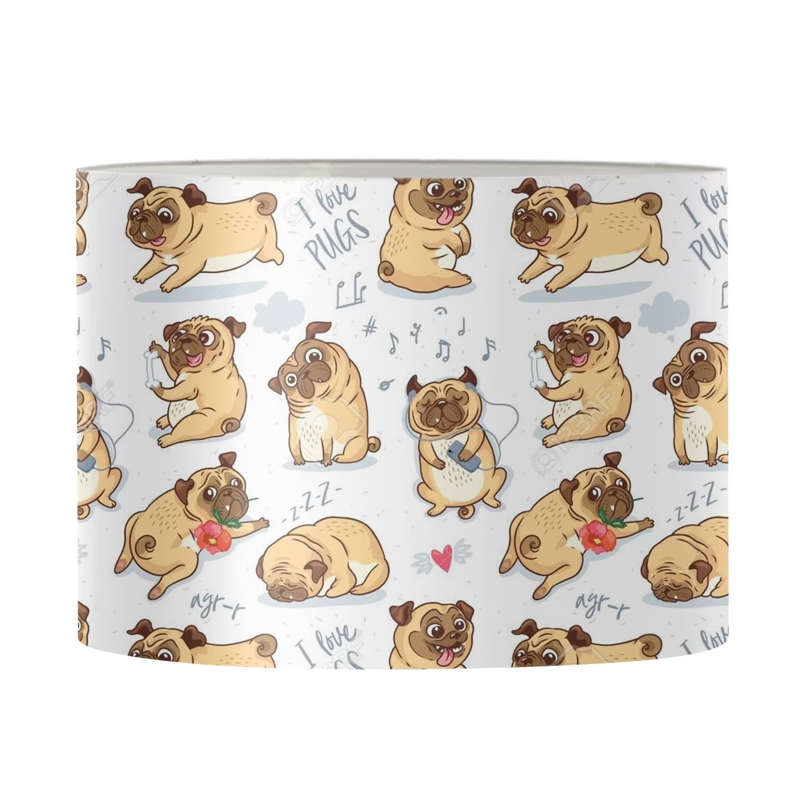 Pzuqiu Cute Pug Dog Lampshades Kids Bedroom Table Lamps Shades Medium