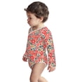 thumbnail image 3 of Xecao Small Coral Red Flowers Print Baby unisex-baby Cotton Long-sleeve Bodysuits-12 Months, 3 of 6