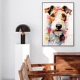 thumbnail image 4 of Wire Fox Terrier Dog Flower Canvas Painting Colorfull Canvas Art Prints Bathroom Artwork for Wall Living Room Bedroom Bathroom Wall Art Framed Art Wall Decor 1 inch, 4 of 5