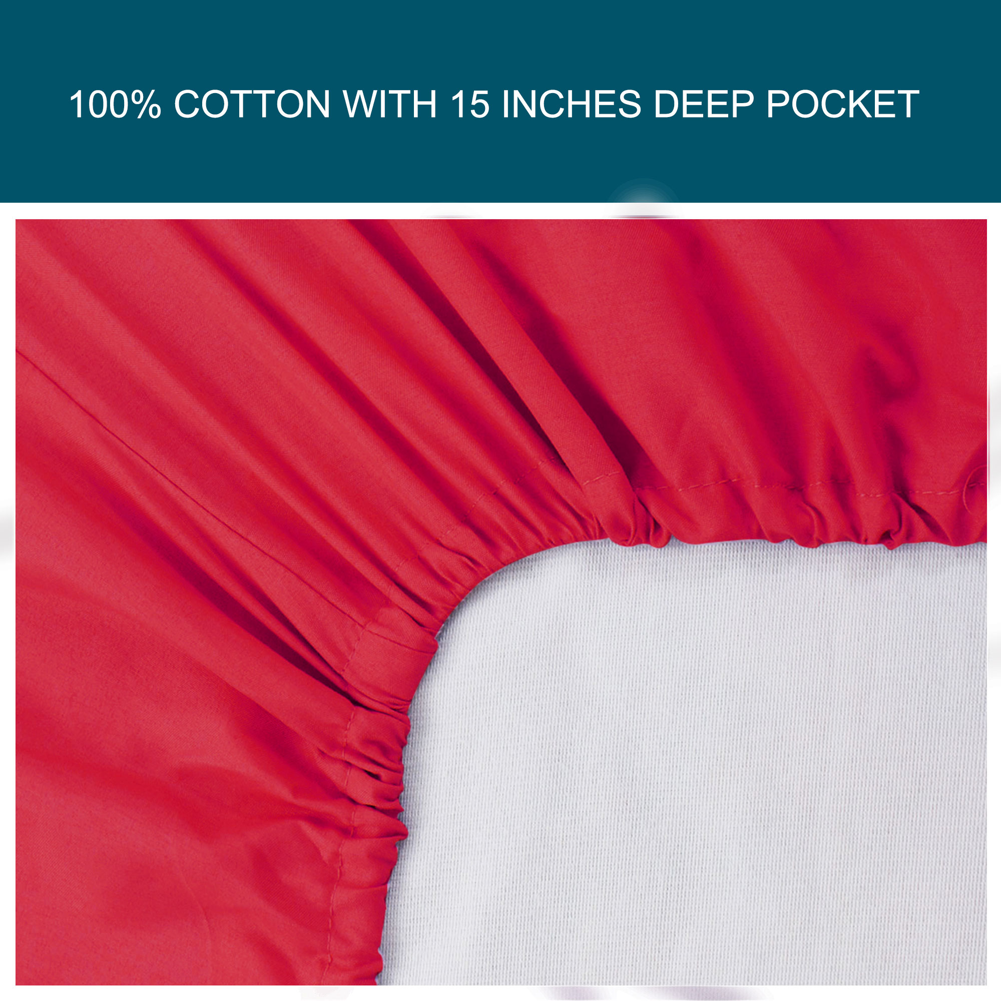 200TC Cotton Fitted Sheet with 15" Deep Pocket Breathable Durable and