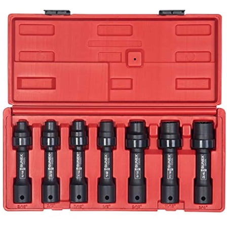 Sunex Tools 7 Piece 1/2in Drive 12 Point Socket Set with Portable organizer Tray Keeps