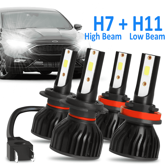 For 2006-2017 Ford Fusion 2012 2013 2014 2015 2016 LED Headlight Bulbs High Low Beam LED Light 4pcs