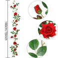 thumbnail image 4 of Paquete de 2 coronas artificiales de vid de rosa, planta de hiedra rosa, 5.9 pies, adecuada for decoración de boda, hogar, fiesta, jardín, un paquete (rojo), 4 of 5