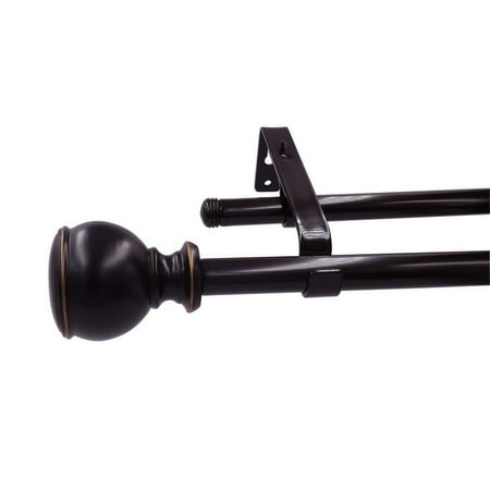Rockport Metal 72-inch to 144-inch Adjustable Double Curtain Rod with Decorative Finials