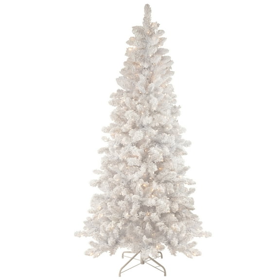 Northlight 6.5' Pre-Lit Medium Flocked Norway Pine Artificial Christmas Tree Warm White LED Lights