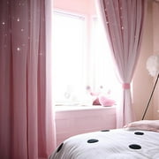 Brand Clearance!Stars Blackout Curtains for Bedroom Girls Kids Baby Window Curtain Double Layer Star Cut Out Aesthetic Living Room Decor Wall Home Decorations Curtain