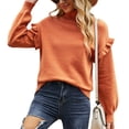 thumbnail image 1 of Jersey de manga larga con volantes para mujer, jersey de punto con mangas globo para otoño e invierno, para oficina, hogar, citas, compras, 1 of 7