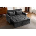 thumbnail image 2 of 56.9" Black Chenille Loveseat Sofa Bed with USB Ports &amp; Phone Holder, Reversible Backrest, Side Pockets - Ideal for Living Room Guest Room Use, 2 of 38