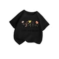 thumbnail image 2 of Babcutegg Cute Floral Print Short Sleeve T-Shirt With Wildflower Design, Soft Cotton Blend, Classic Crew Neck And Lightweight Fit For Warm Weather Black Size 2, 2 of 5
