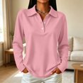 thumbnail image 2 of UDAUDU Womens Polo Shirts Long Sleeve Collared Button Vintage Cute Tops Loose Fit Lightweight Business Hiking Golf Work Blouse Fall Fashion Clothing M, 2 of 5