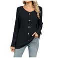 thumbnail image 1 of TINZ Mode Décontractée T-Shirt Manches Longues Col Rond Hauts Boutons Amples T-Shirts en Spandex Manches Courtes Polyester Manches Longues, 1 of 8