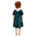 thumbnail image 4 of Wonder Nation Toddler Girls Tiered Velvet Dress with Puff Sleeves, Sizes 12M-5T, 4 of 9
