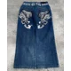 thumbnail image 2 of Pantalones vaqueros holgados Y2k para hombres y mujeres, Jeans de pierna ancha, pierna recta bordada, moda gótica Vintage, Hip Hop, ocio callejero, nuevo, 2 of 5