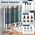 thumbnail image 6 of wintfarm Soap Dispenser,Shampoo Dispenser Wall Mounted for Bathroom,Silver 3 Chamber 300mL*3 Simple Human Plastic Body Wash Shower Gel Shampoo Conditioner Soap Dispenser Holder No Drill Set, 6 of 7