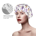 thumbnail image 2 of KLL Lavender Flowers Pattern Shower Cap & Bath Cap for Women,Reversible Oversized Waterproof Shower Caps for all Hair Lengths,Elastic Reusable Bathing Hair Cap, 2 of 6