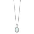 thumbnail image 2 of 925 Sterling Silver Cable Necklace with Pendants Chain Cheryl M Cabochon Lab Created Opal and Brilliant-cut CZ Oval Halo 18 Inch 12 mm, 2 of 4