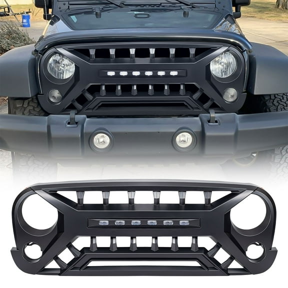 AMERICAN MODIFIED Armor Grille for 2007-2018 Jeep Wrangler JK, Matte Black