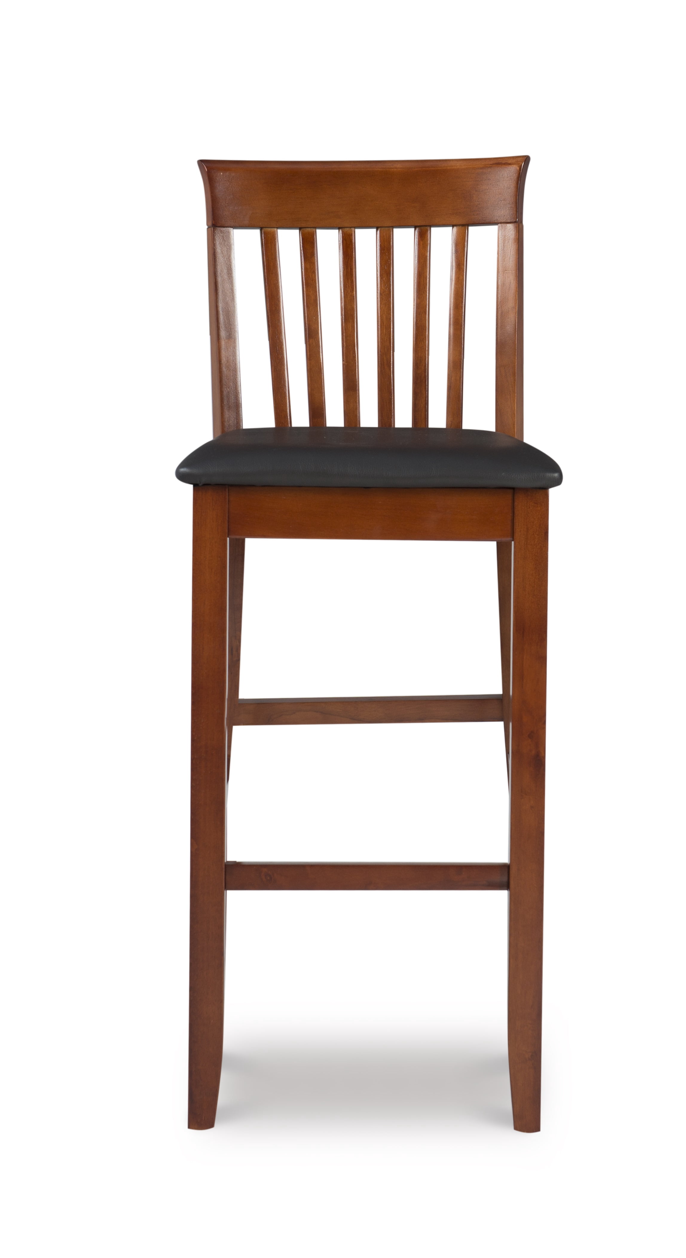 Linon Triena Wood Craftsman 31" Mission Back Faux Leather Bar Stool in Cherry