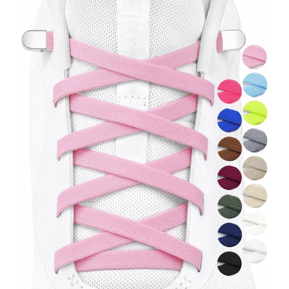 XIBUFE 2 Pairs Elastic No Tie Shoe Laces for Kids and Adults Sneakers,Stretch Flat Tieless Shoestrings