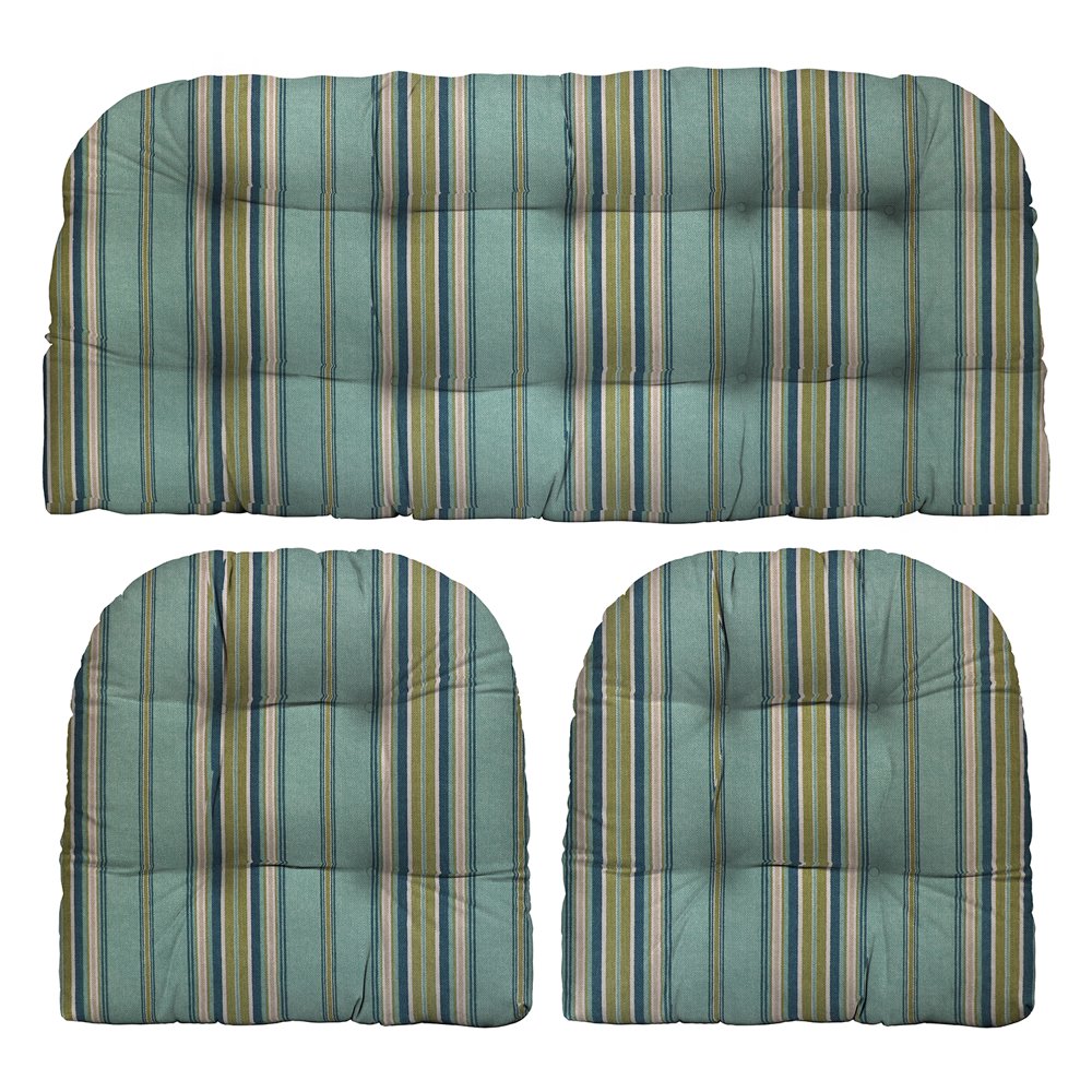 RSH Décor Indoor Outdoor 3 Piece Tufted Wicker Cushion Set 1 Loveseat