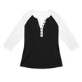 thumbnail image 4 of LODIENY Plus Size (S-5XL) Casual Slim Fit T-Shirts for Men Henley Button Down Shirt Raglan 3/4 Sleeve Color Block Jersey Baseball Tops Black XXXXL, 4 of 5