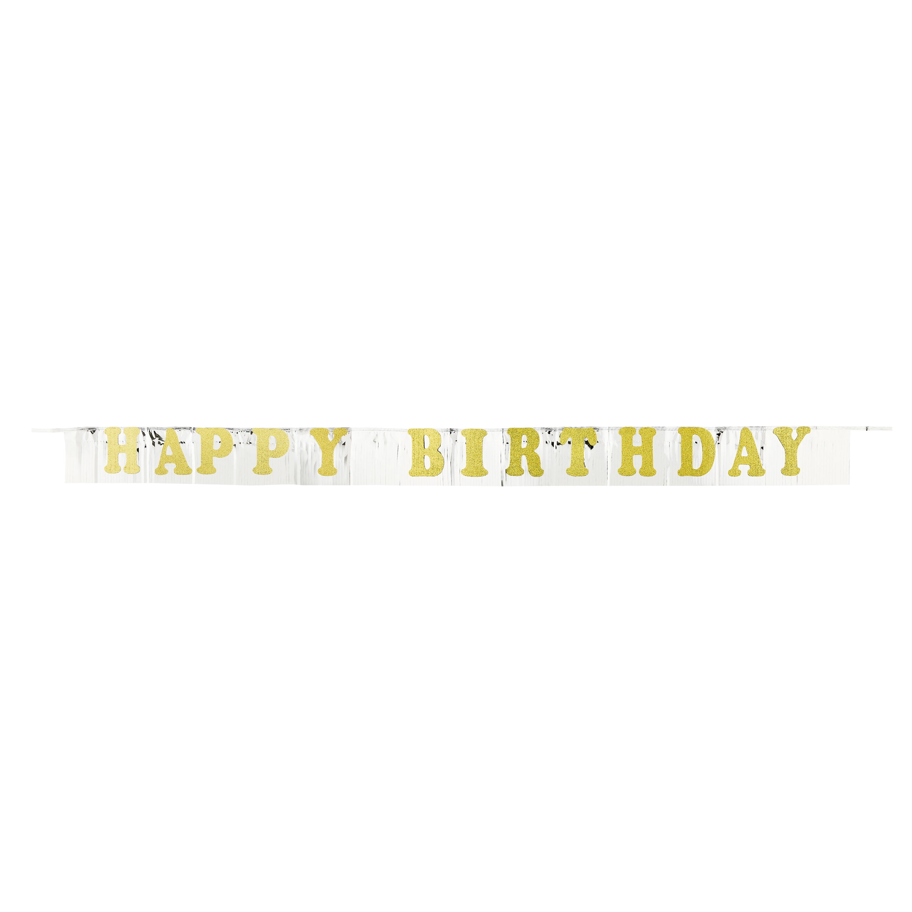 (3 pack) Gold Happy Birthday Foil Fringe Party Banner, 7', by Way To Celebrate
