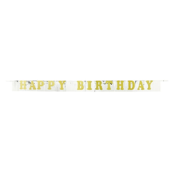 Gold Happy Birthday Foil Fringe Party Banner, 7', by Way To Celebrate