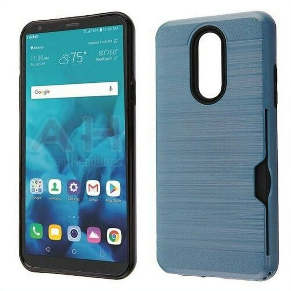 GSA Brushed Side Card Holder Hybrid Case For LG Stylo 5 - Blue/Black