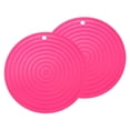 thumbnail image 1 of 2 Piezas de Alfombrillas de Silicona para Ollas y Sartenes, Soportes Redondos de 9" para Ollas Calientes con Agujero para Colgar para Ollas y Platos Calientes (Rojo Rosa), 1 of 7