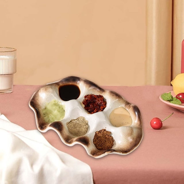 Bandeja de cerámica para huevos, plato para , condimento, 6 tazas, aperitivo, plato de barbacoa, cuenco para , para nevera, barbacoa, Café con leche