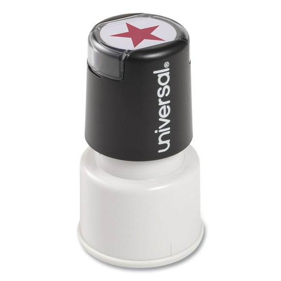 Pre-Inked/Re-Inkable STAR Round Message Stamp - Red