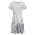 thumbnail image 4 of Abstract Marine Life Pattern Short Sleeve Dress Women Summer Evening Dresses Ladies Sundress, 4 of 7