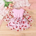thumbnail image 5 of LEEYNEER Girls Dresses 6 Months-4 Years Valentine‘s Day Dress Spring-Summer Dress Round Neck Splicing Heart Mesh Long Sleeve Cake Hem Dress Children‘s New Year Gifts, 5 of 7